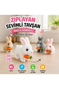 Pilli Zıplayan Tavşan Oyuncak | Sevimli Peluş Hareketli Tavşan